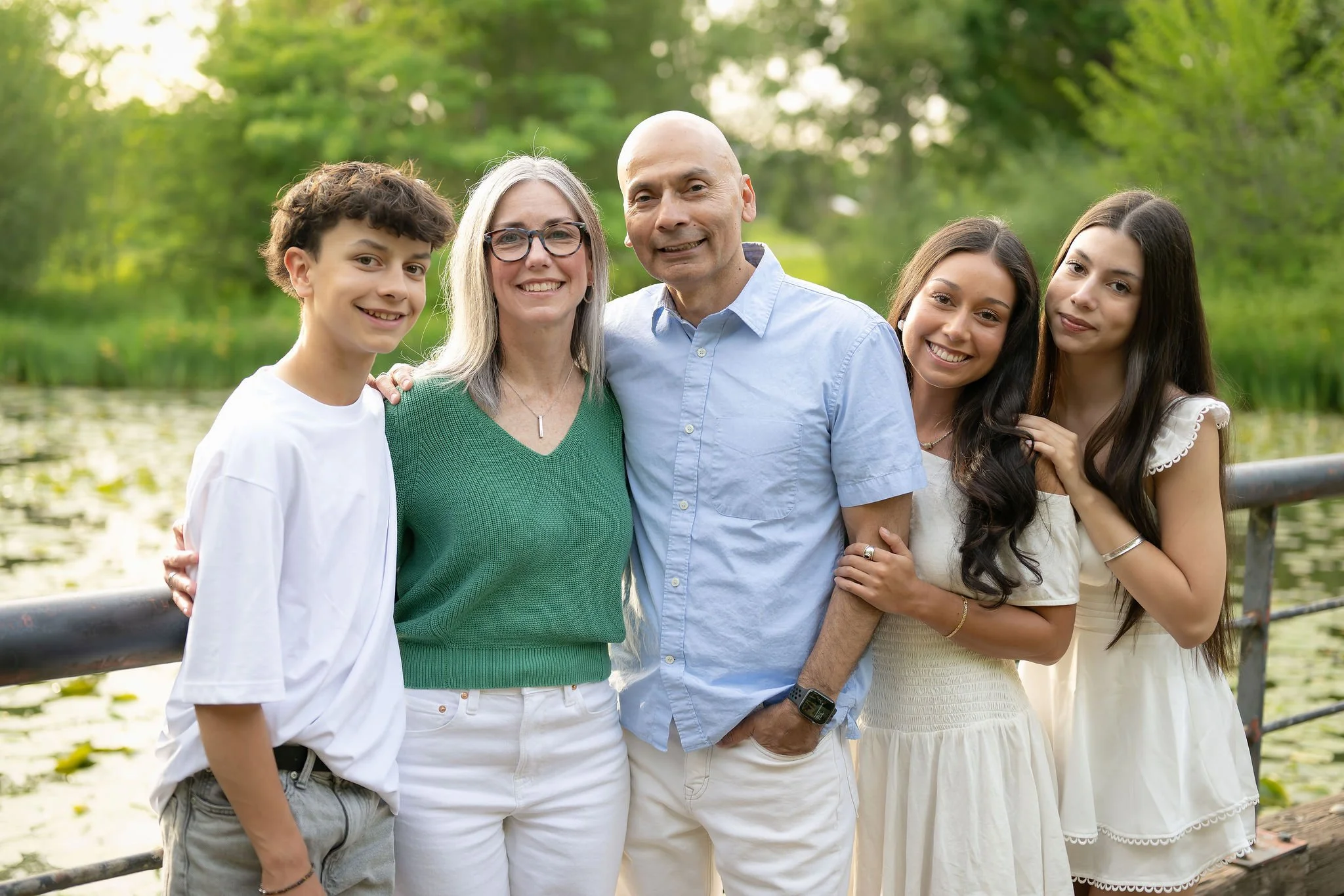 Parents and kids together at golden hour