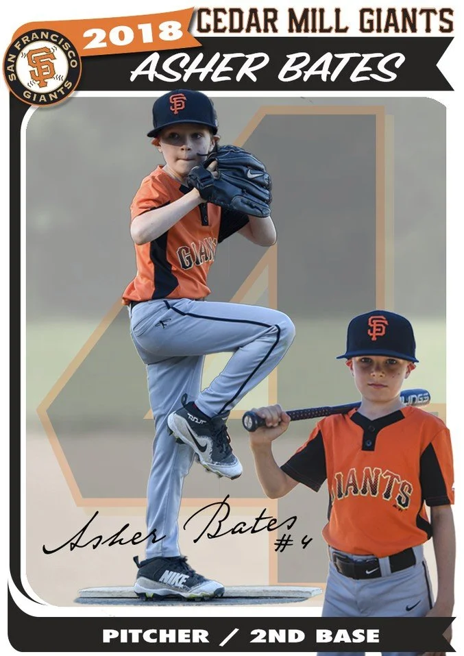 Printed sports card set for a Portland youth baseball player
